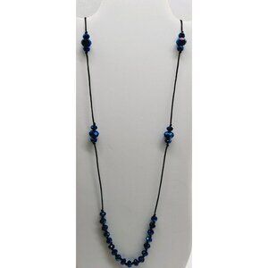 Zevar Necklace Blue Beaded Fauceted Cord